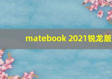 matebook 2021锐龙版